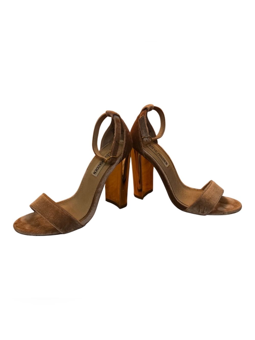 Steve Madden Blush Velvet Block Heel Sandals Size 5.5 M Cottage Ballet Core